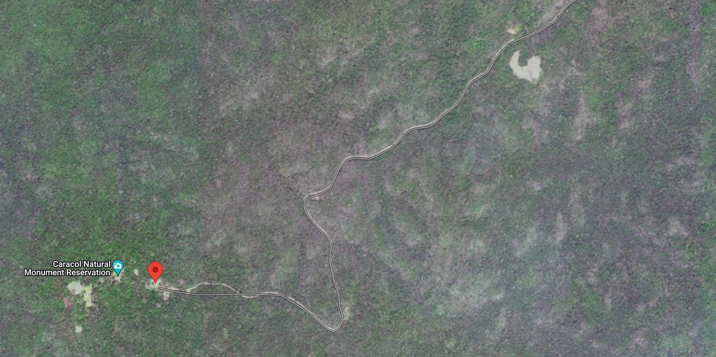 arial view of
        the route showing mostly jungle