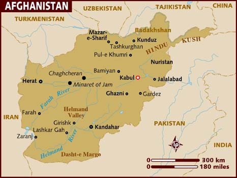 map of Afghanistan showing main cities